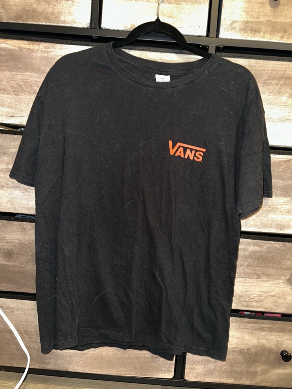 Vans Black Short Sleeve Tee with Orange Logo
